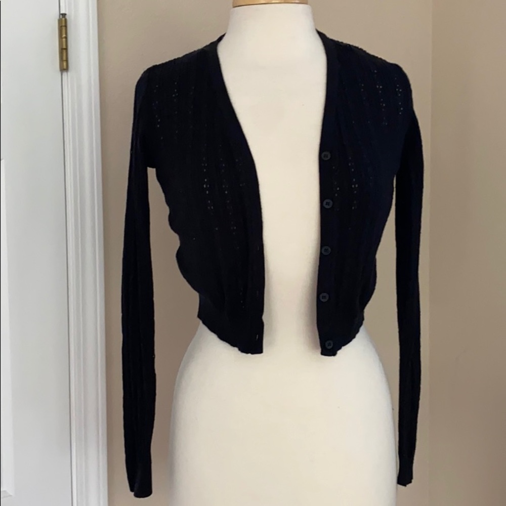 Brandy Melville black cropped pointelle sweater